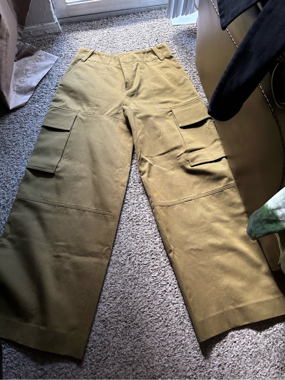 A.L.C. Olive Wide-Leg Cargo Trousers